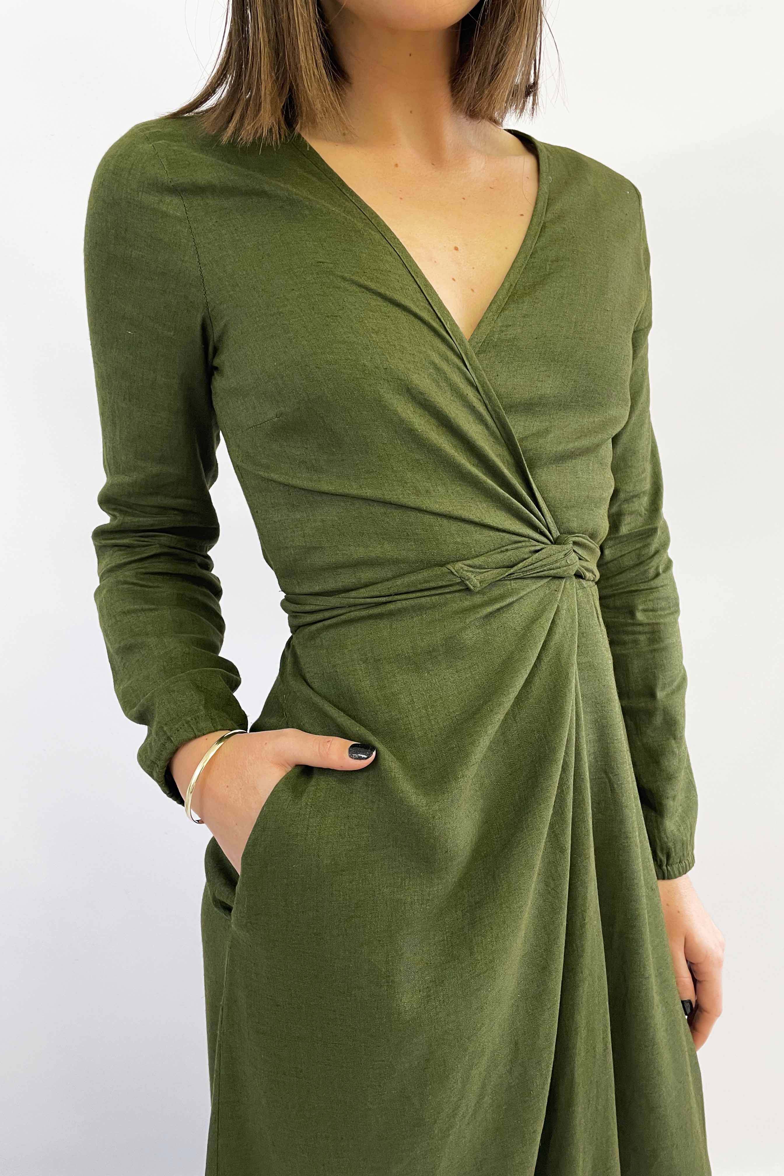 Forest green outlet wrap dress